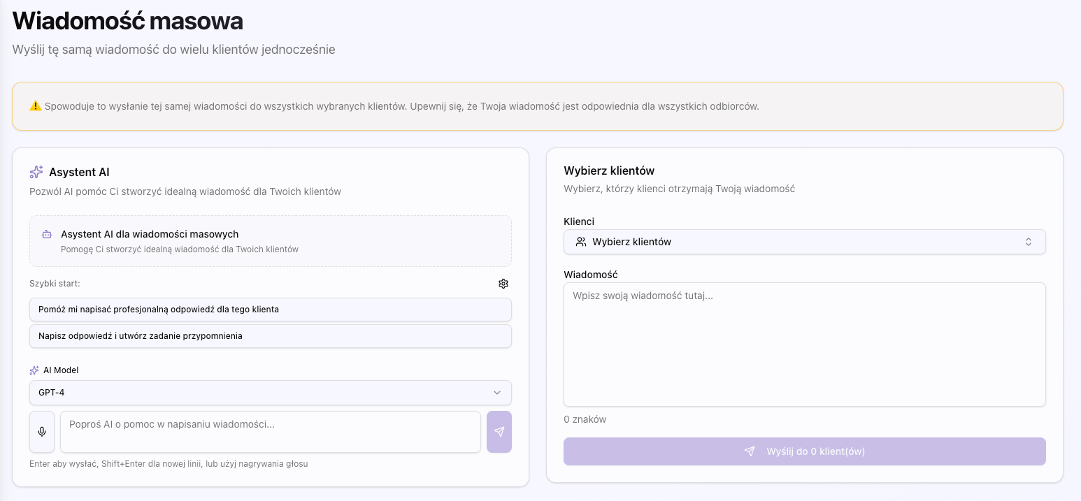 Zrzut ekranu strony wiadomości masowych